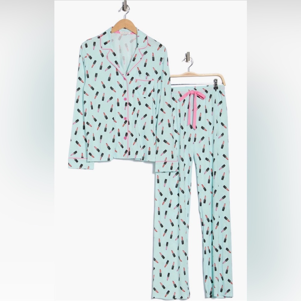PJ Salvage Jersey Pajama Set Womens XL Mint Lipstick Cozy Luxury Sleepwear Soft